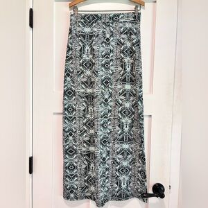 Bobbie Brooks Geometric Blue, Black & White Maxi Skirt